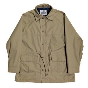 Vintage Woolrich Chore Jacket Womens Size L Beige Lined Full Zip Chore Coat USA